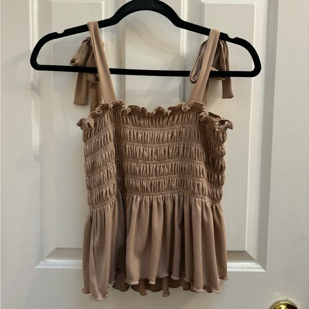Tan Ruffle Tank Top - Picture 4 of 4